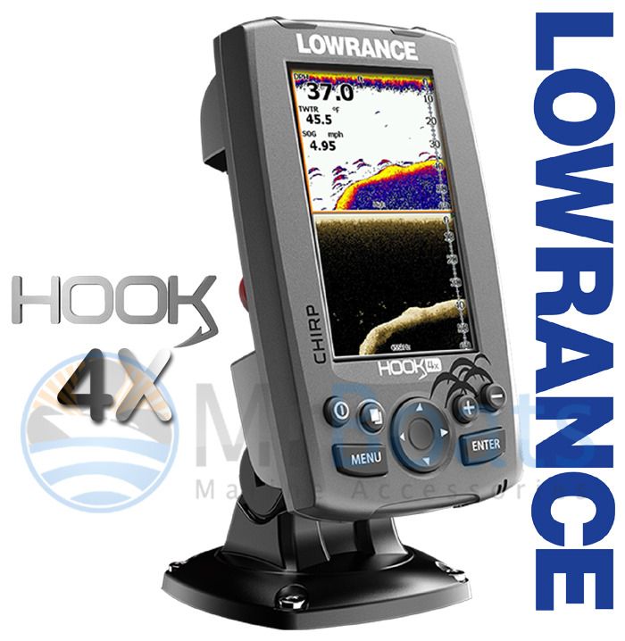 Lowrance HOOK 4x Fishfinder with 83/200/455/800 Transom Mount